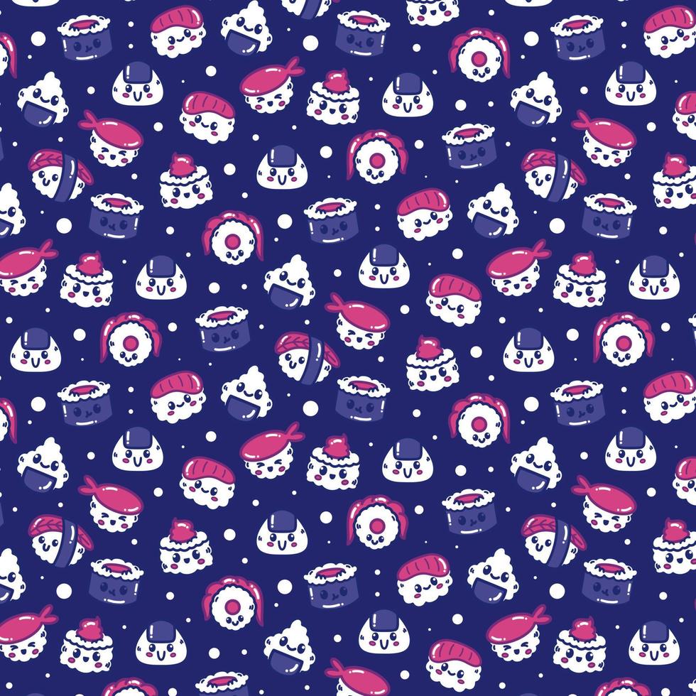 Sushi Cartoon Pattern Background vector