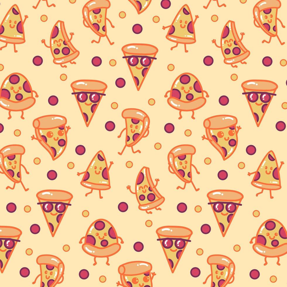 Pizza Cartoon Pattern Background vector
