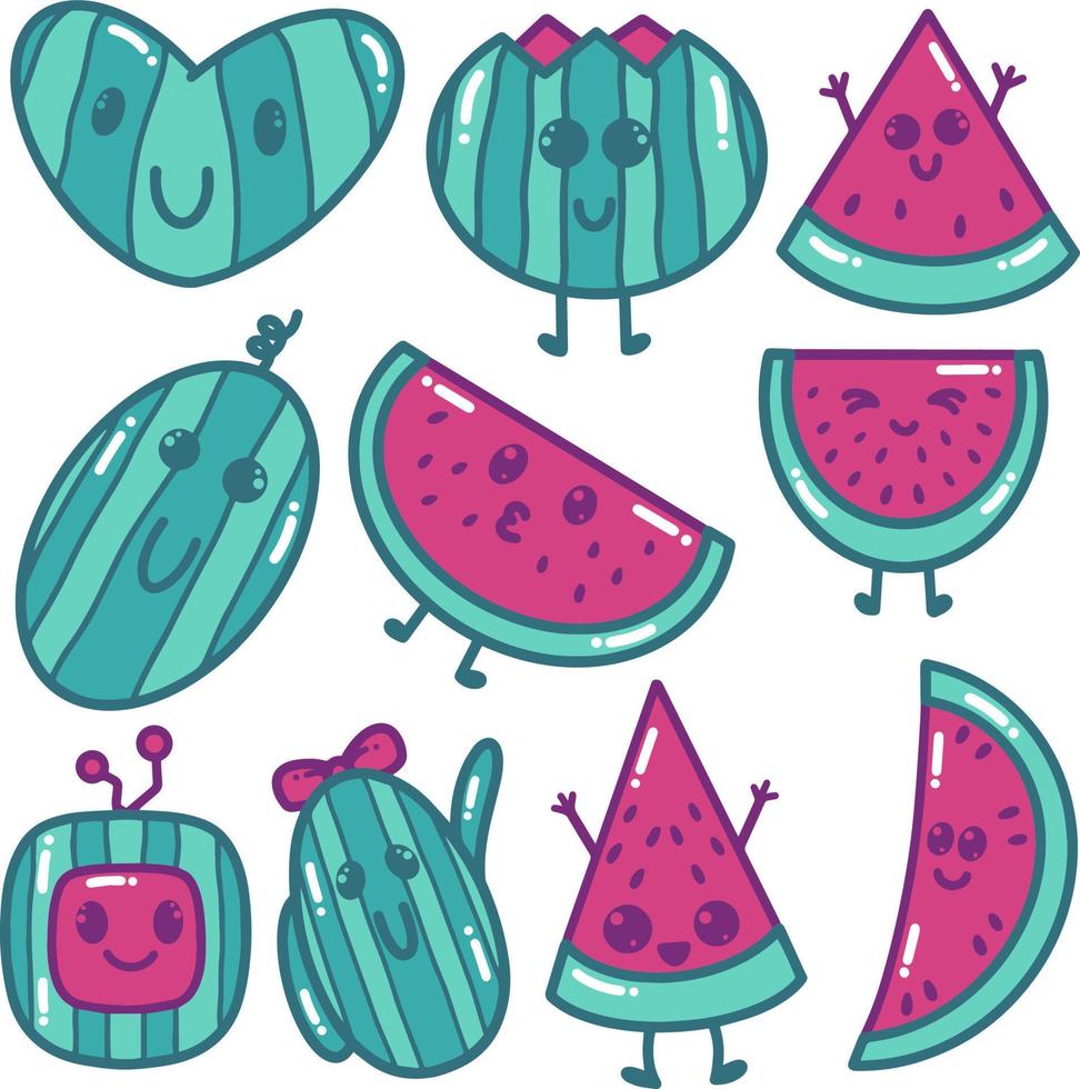 Watermelon Cartoon Doodle Illustration vector