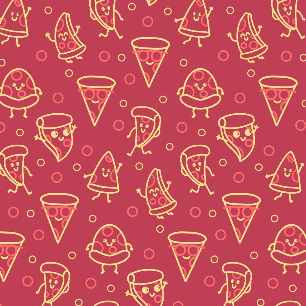 Outline Pizza Cartoon Pattern Background vector