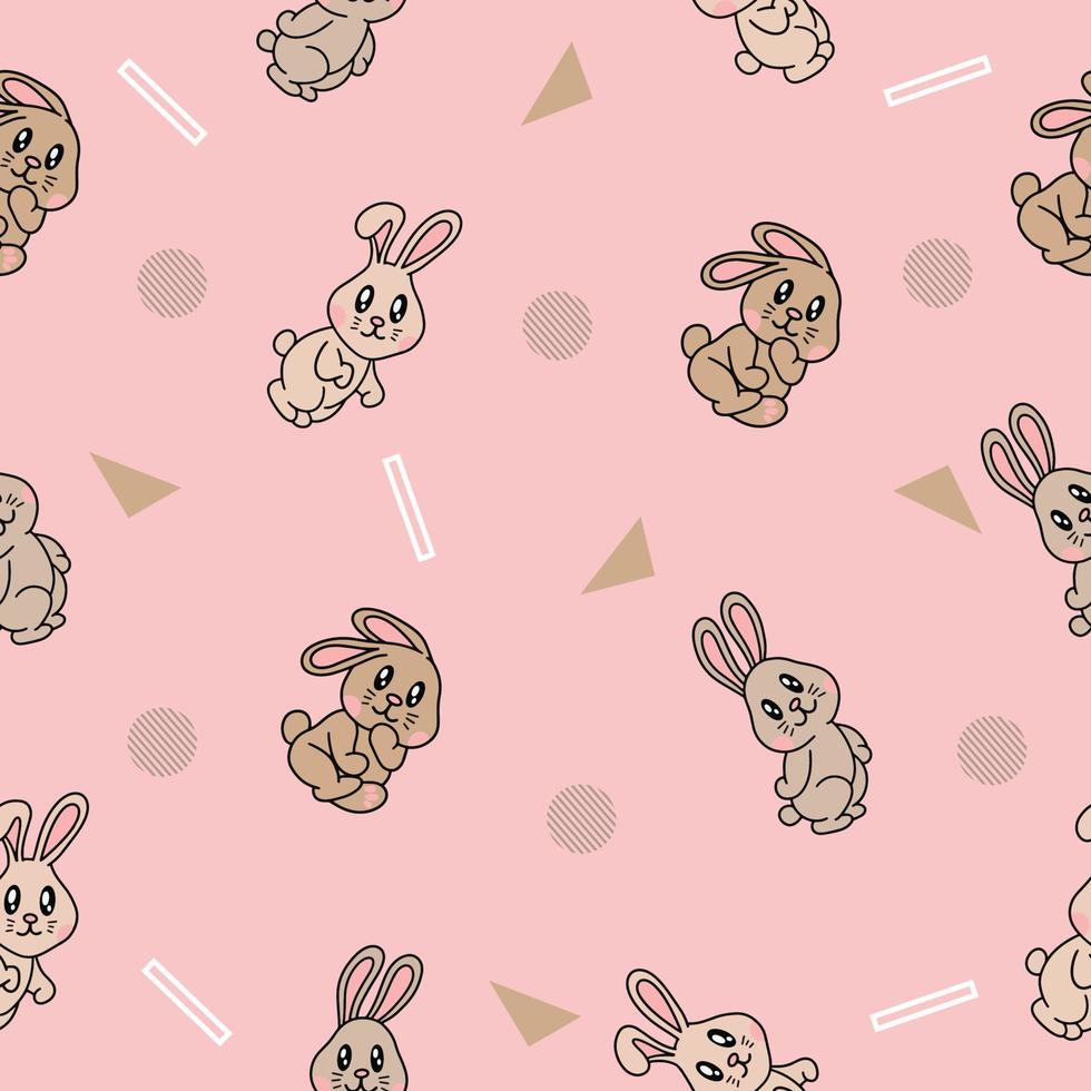 cute many colorful rabbit animal seamless pattern object wallpaper with design pink. vector