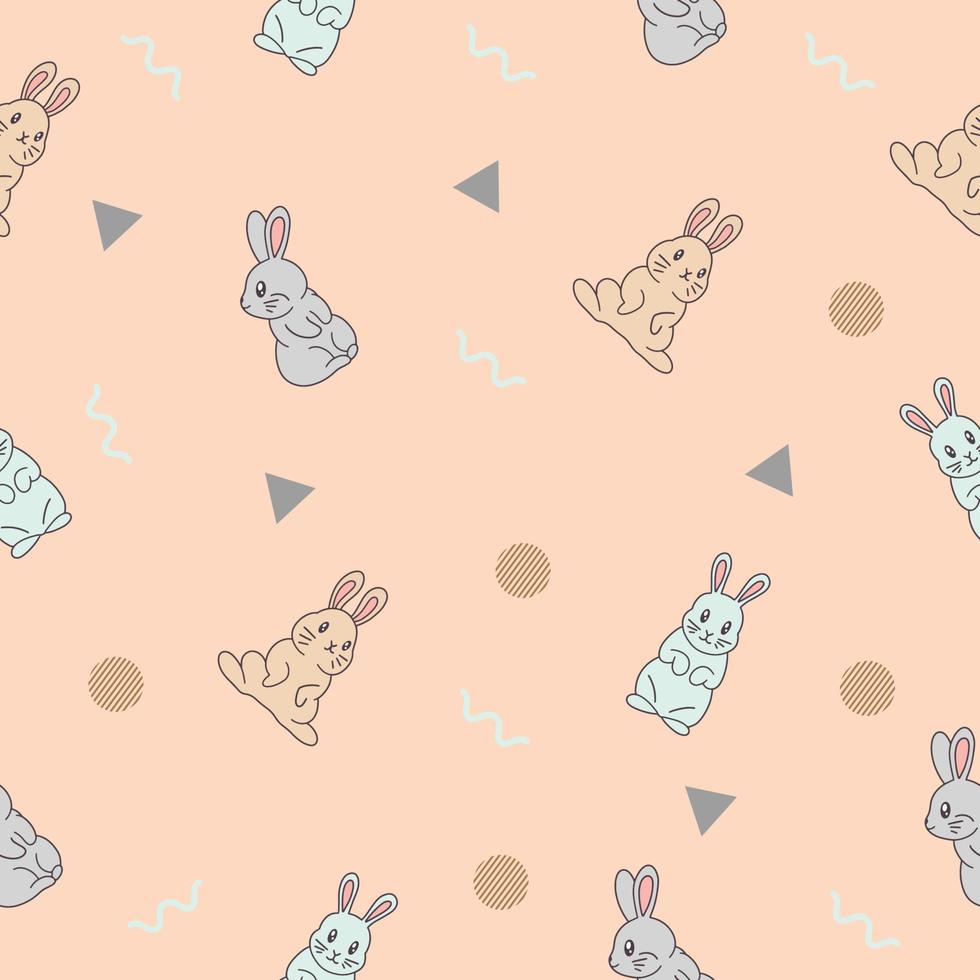 cute many gray rabbit animal seamless pattern object wallpaper with design pastel pink. vector