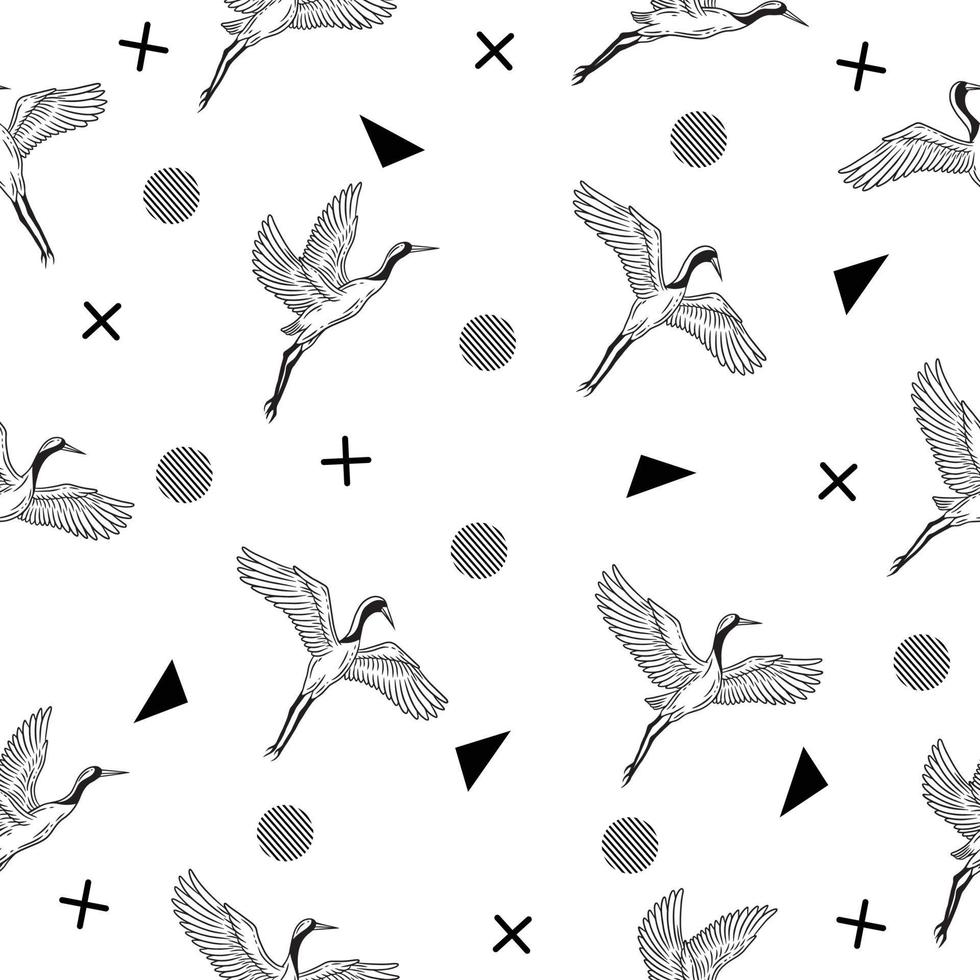 cute many stork animal seamless pattern wallpaper with design white. vector