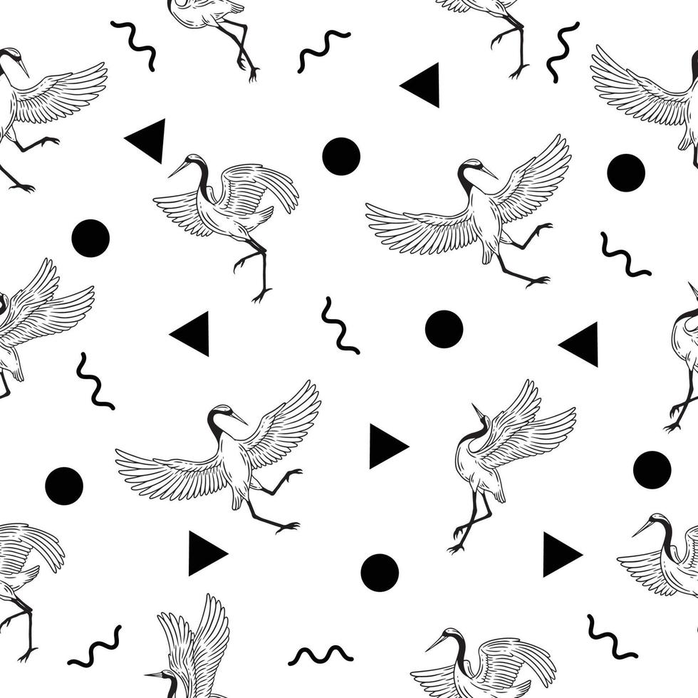 cute many stork animal seamless pattern wallpaper with design white. vector