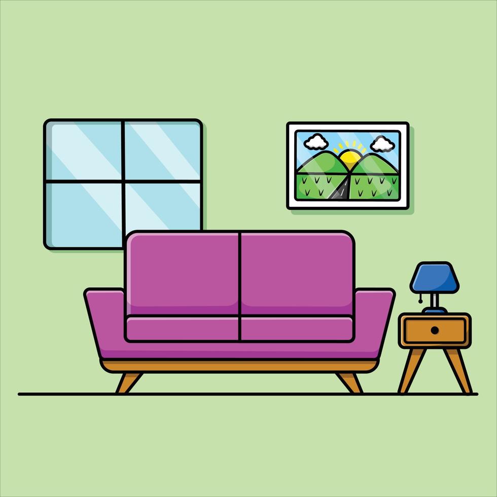 Living Room Cartoon Vector Icon Illustration. Interior Object Icon Concept Isolated Premium Vector