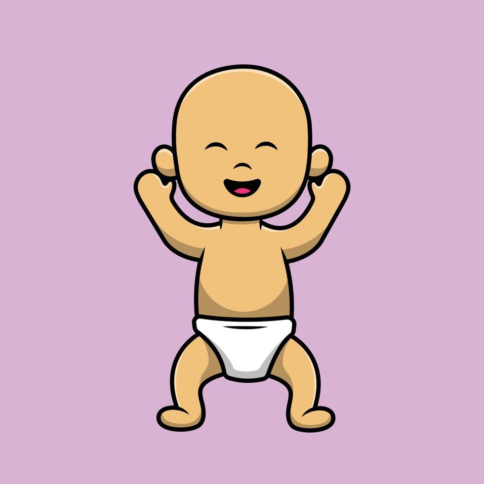 Cute Baby Happy Cartoon Vector Icon Illustration. People Concept Isolated Premium Vector