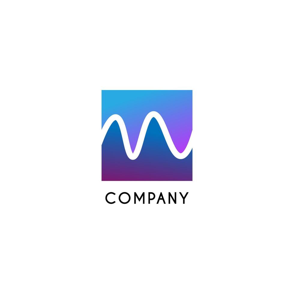 Colorful Wave Mountain Logo Design Concept, Square Logo Template vector