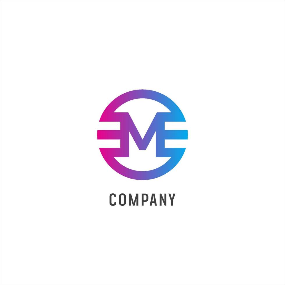 Letter M Alphabetic Logo Design Template, EM Abjad , Simple and Clean, Pink, Blue, Violet, Purple Letter mark Concept, Rounded Ellipse, Strong and Bold, Clothing Fashion Business, EDM Music vector