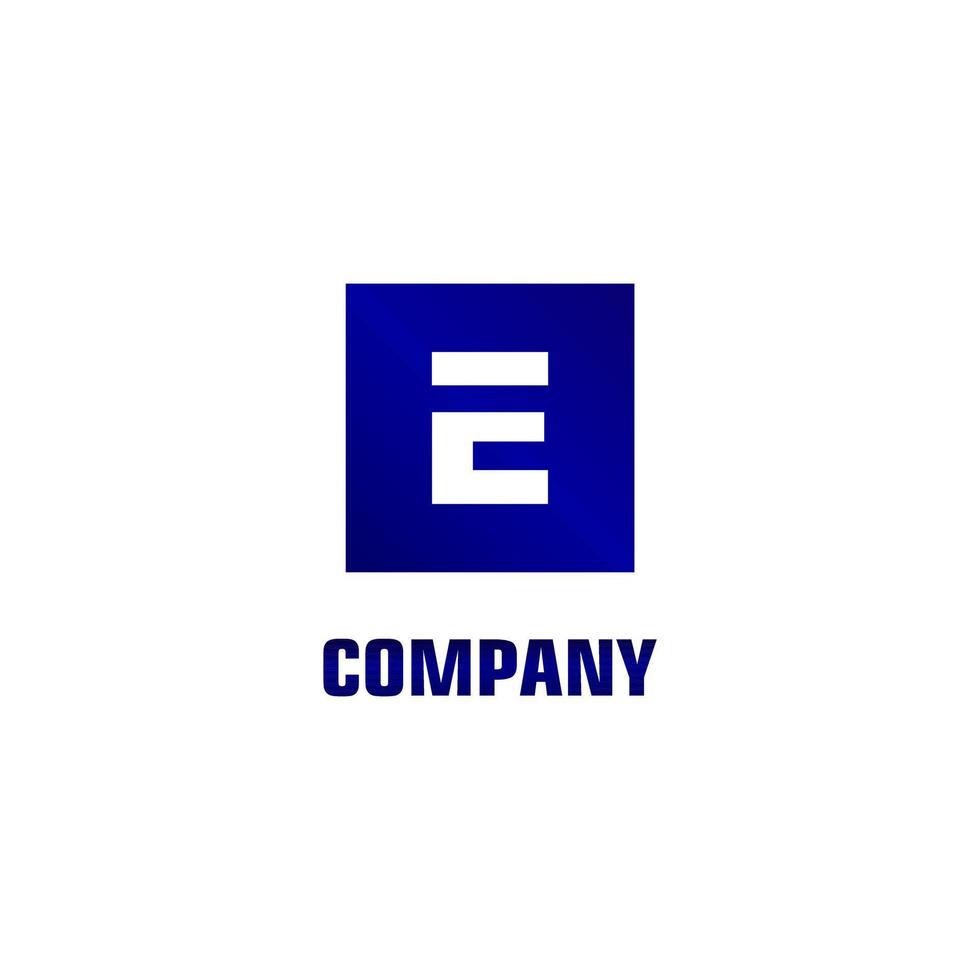 Letter E Alphabet Logo Design Template, Box, Rectangle, Square Logo Concept, Blue, White Background, Simple Clean, Strong And Bold, Lettermark vector