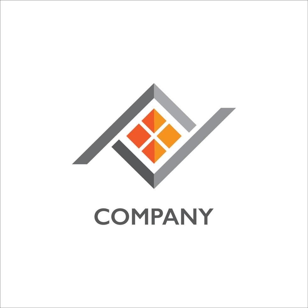 Abstract Flip House Real Estate Logo Design Template. Grey and Orange Color Identity vector