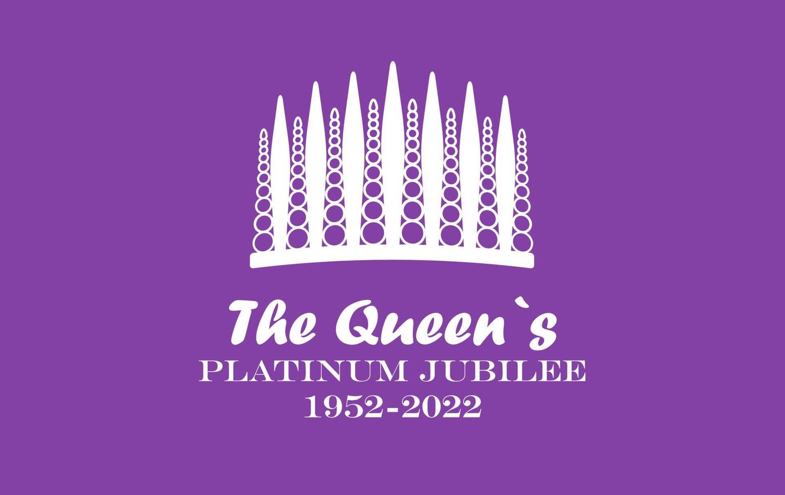 The Queens Platinum Jubilee, 1952-2022. Vector illustration of the crown of about 70 years of service. Background design, covers, stickers, social networks, medals, badges, flyers, postcards, posters.