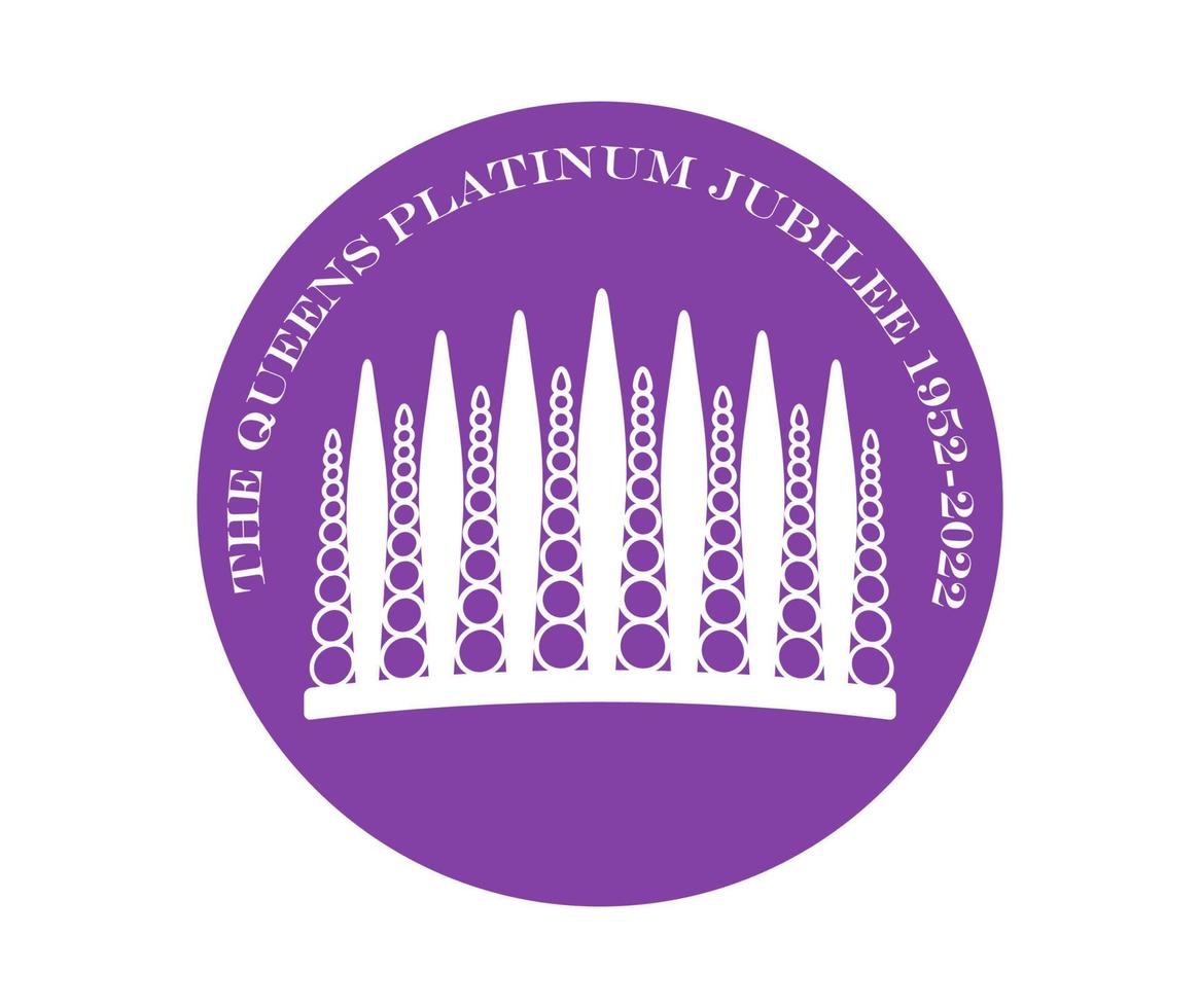 The Queens Platinum Jubilee, 1952-2022. Vector illustration of the crown of about 70 years of service. Background design, covers, stickers, social networks, medals, badges, flyers, postcards, posters.