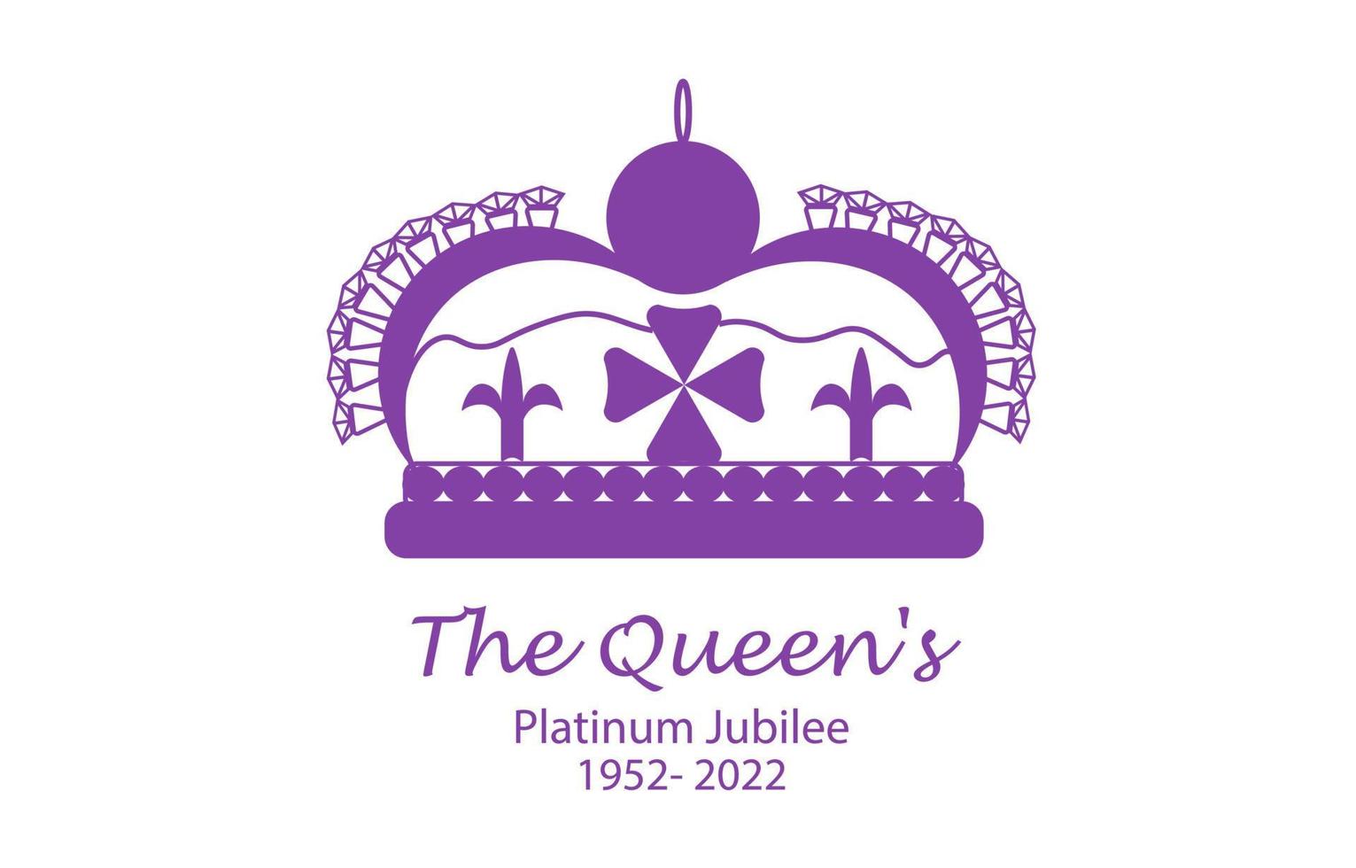 Queens Platinum Jubilee, 1952-2022. Vector illustration of the crown of about 70 years of service. Background design, covers, stickers, social networks, medals, badges, flyers, postcards, posters.