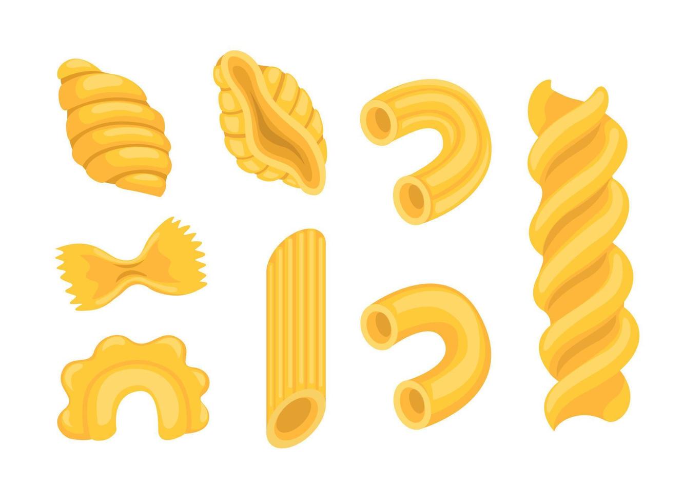 tipo de pasta colección de fideos italianos conjunto vector de ilustración de dibujos animados