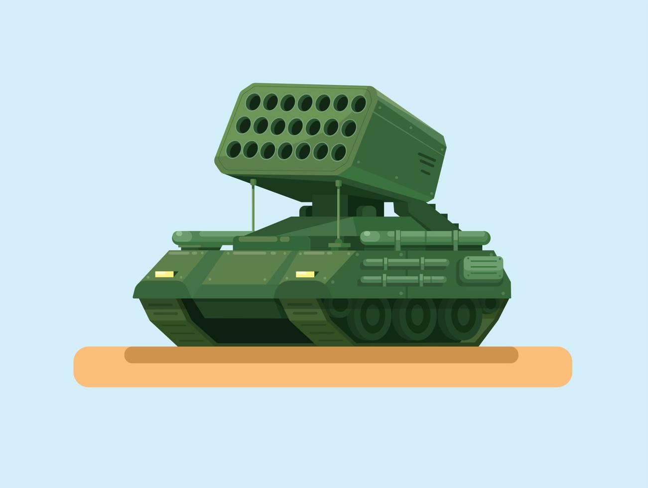 Rocket launcher tank army force vehicle object cartoon illustration vector