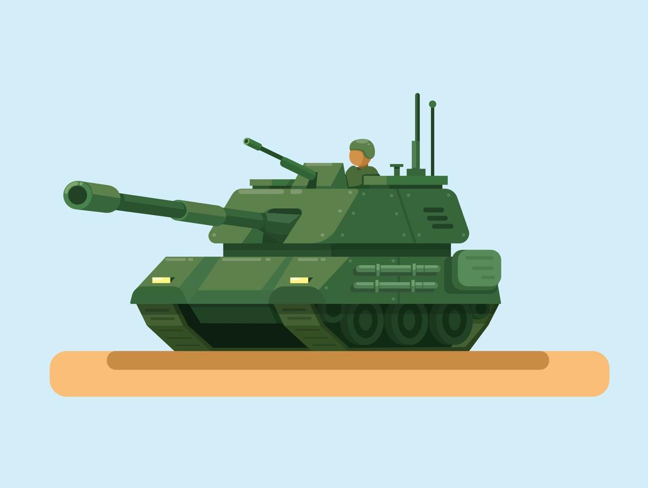 tanque ejército fuerza vehículo objeto dibujos animados ilustración vector