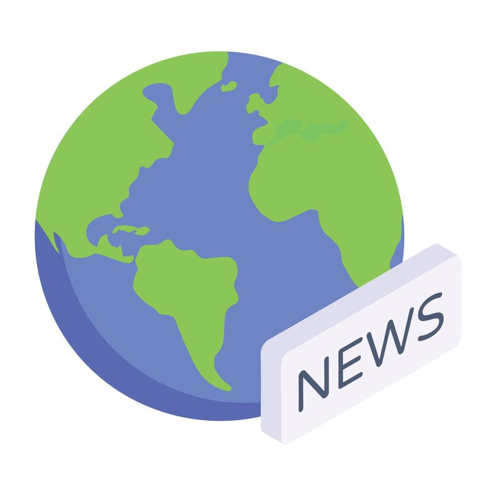 Modern isometric icon of global news vector