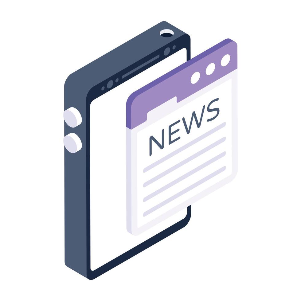 Isometric icon of online news is up for premium use vector