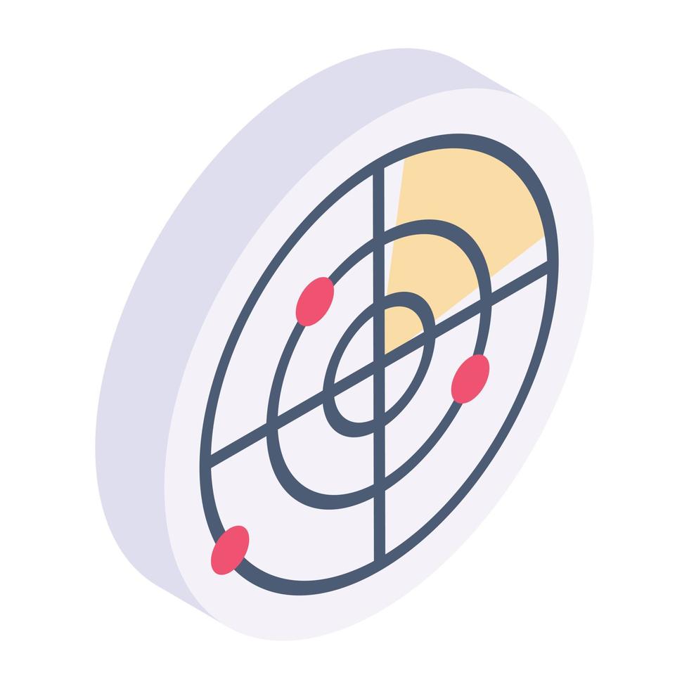 A scalable isometric icon of radar vector