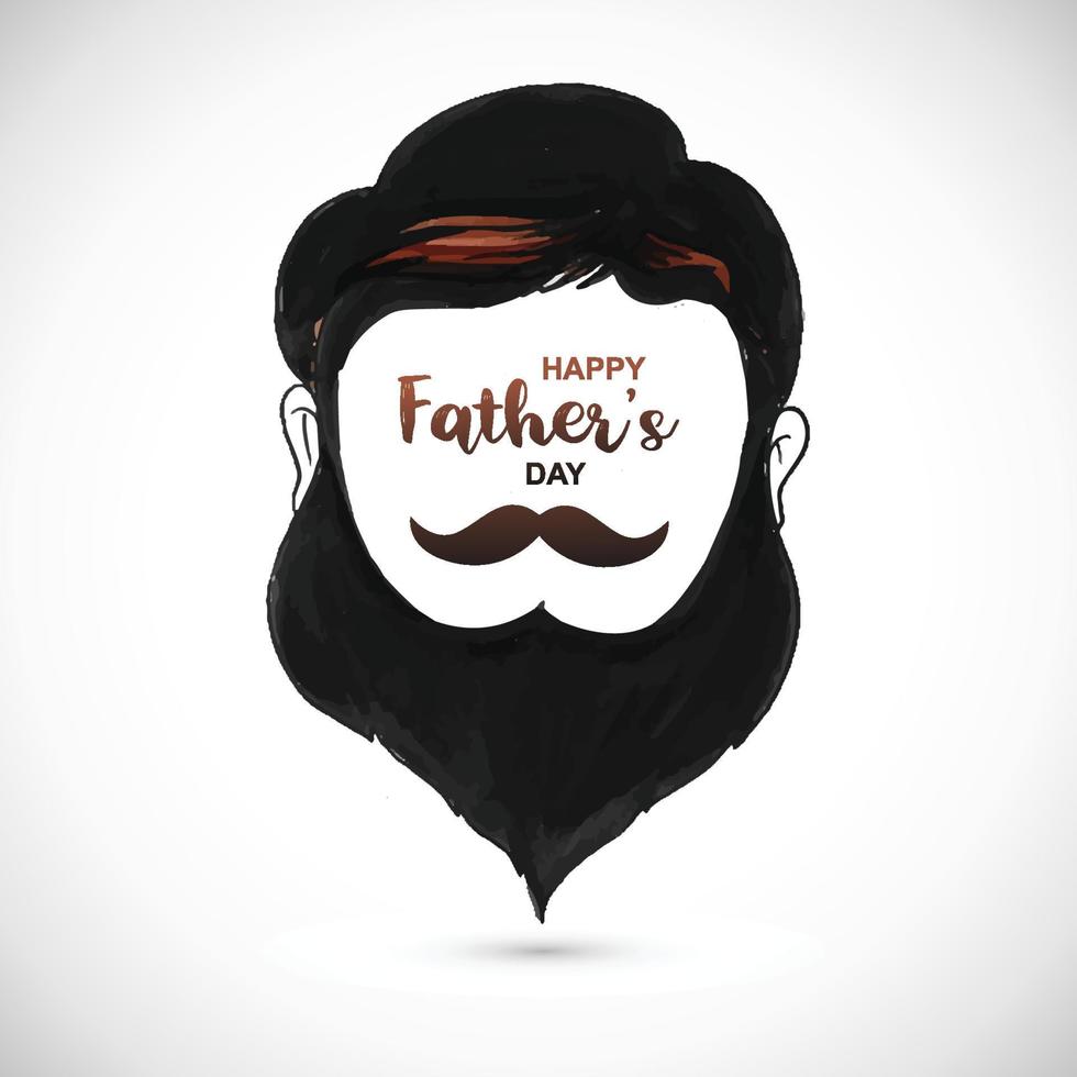 silueta de cara de hombre feliz día del padre con diseño de bigote de barba vector