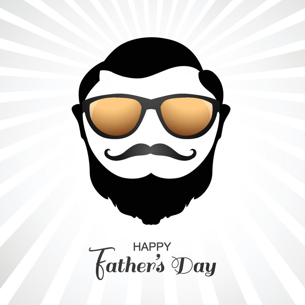 Happy fathers day man face with beard on mustache glasses card design vector