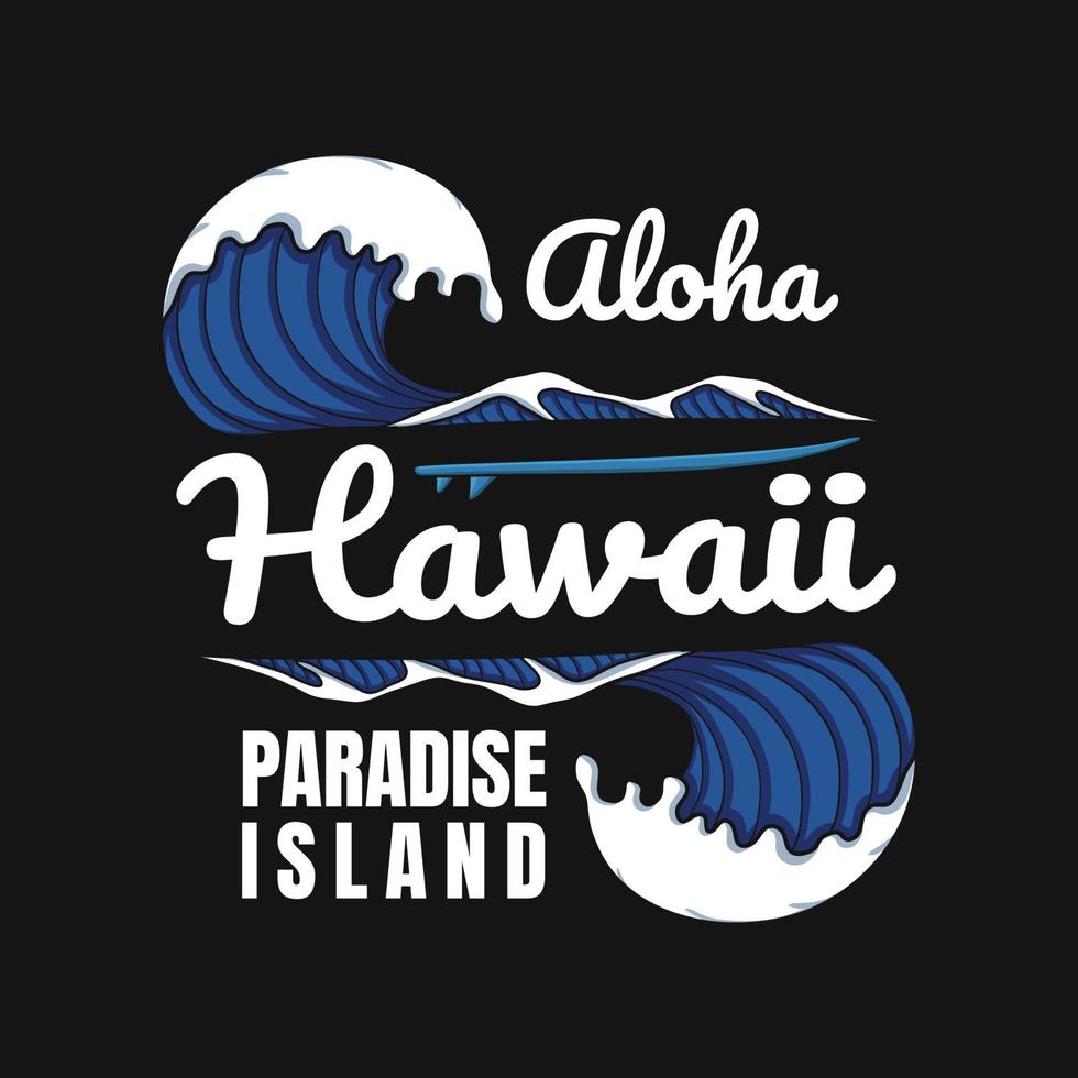 Aloha hawaii waves surfing vector illustration