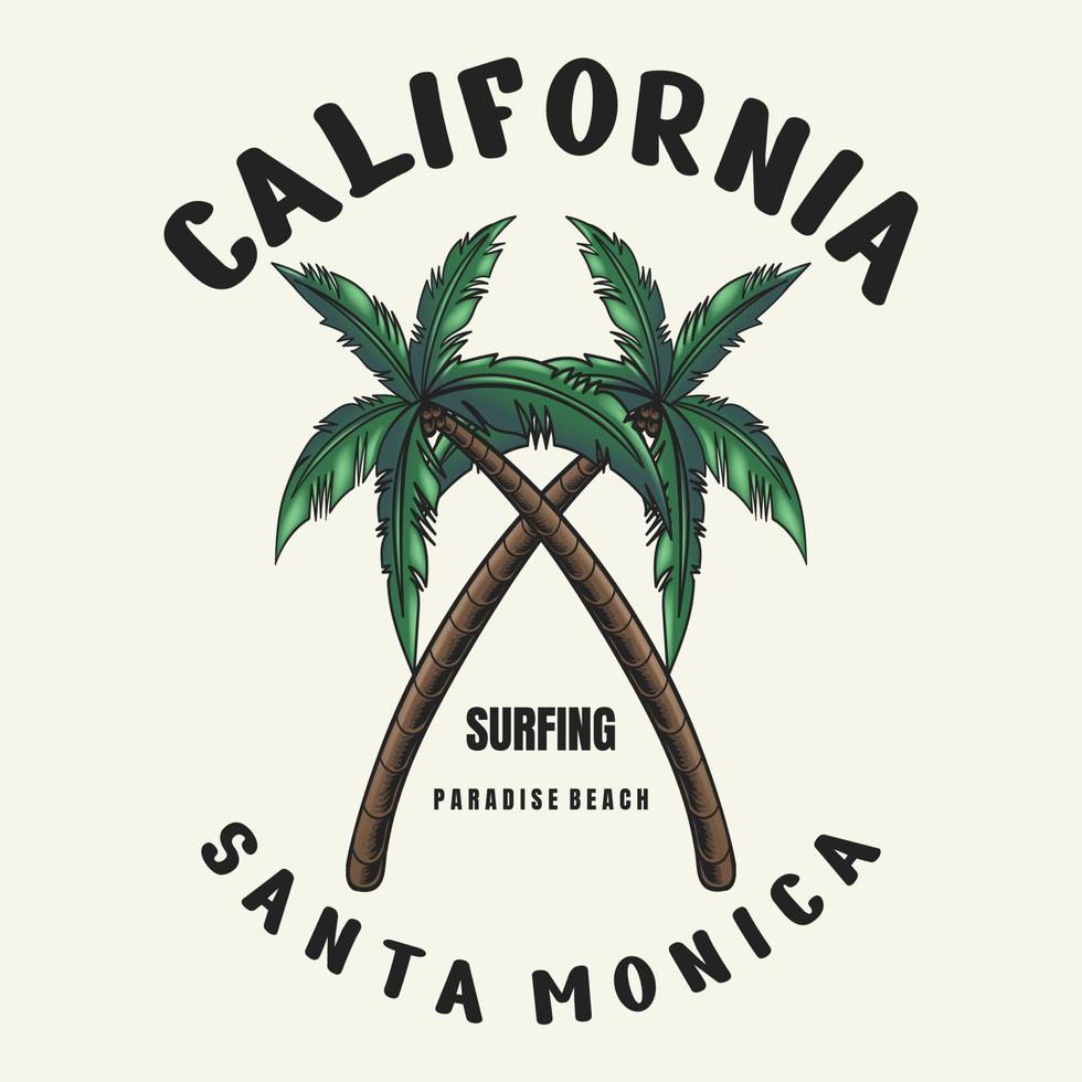 Tree coconut california santa monica vector illustration