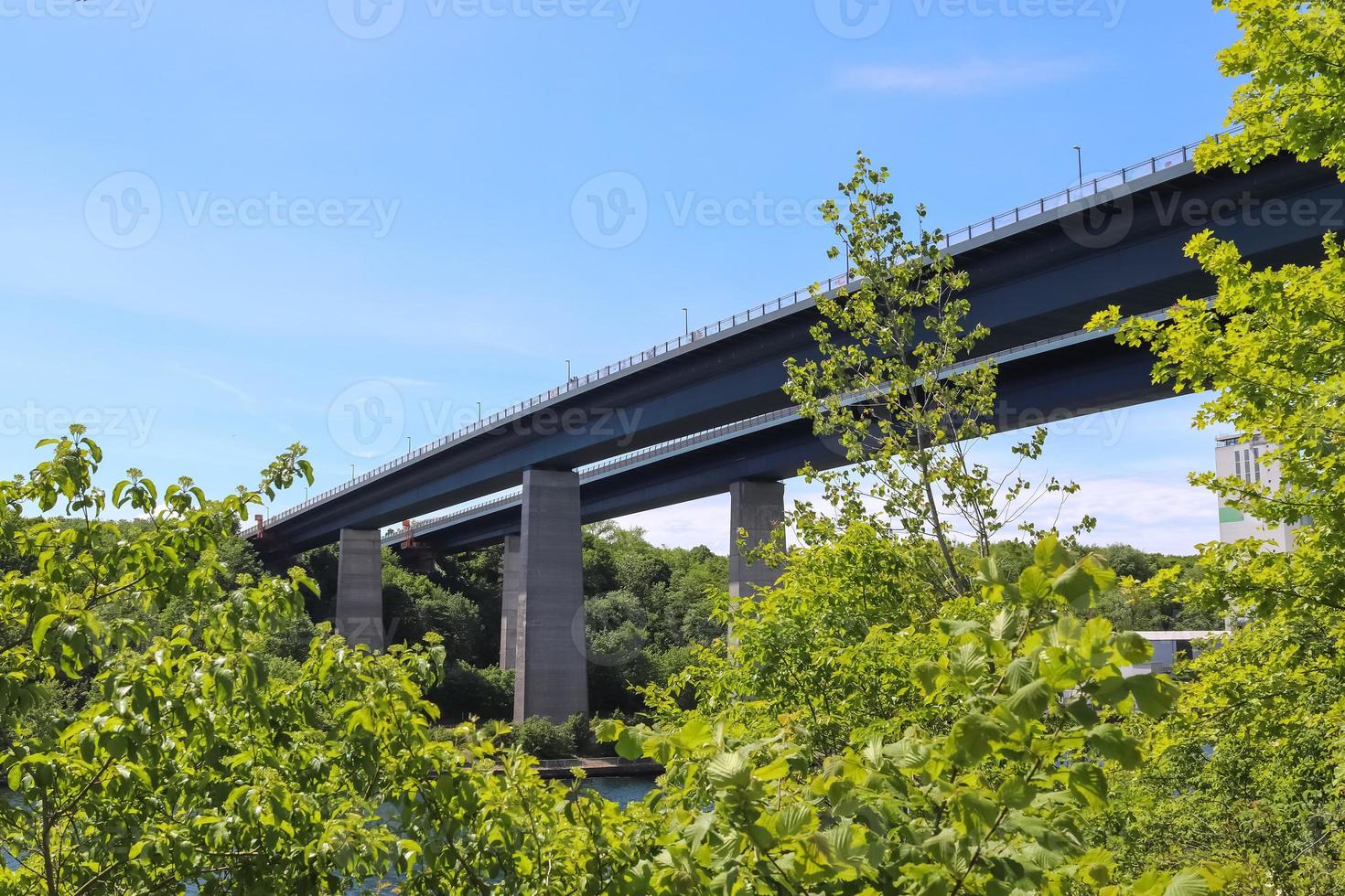 Different views at and from the big Kiel canal bridge in northern germany photo