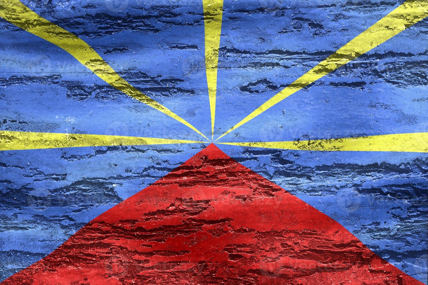 3D-Illustration of a Reunion flag - realistic waving fabric flag photo