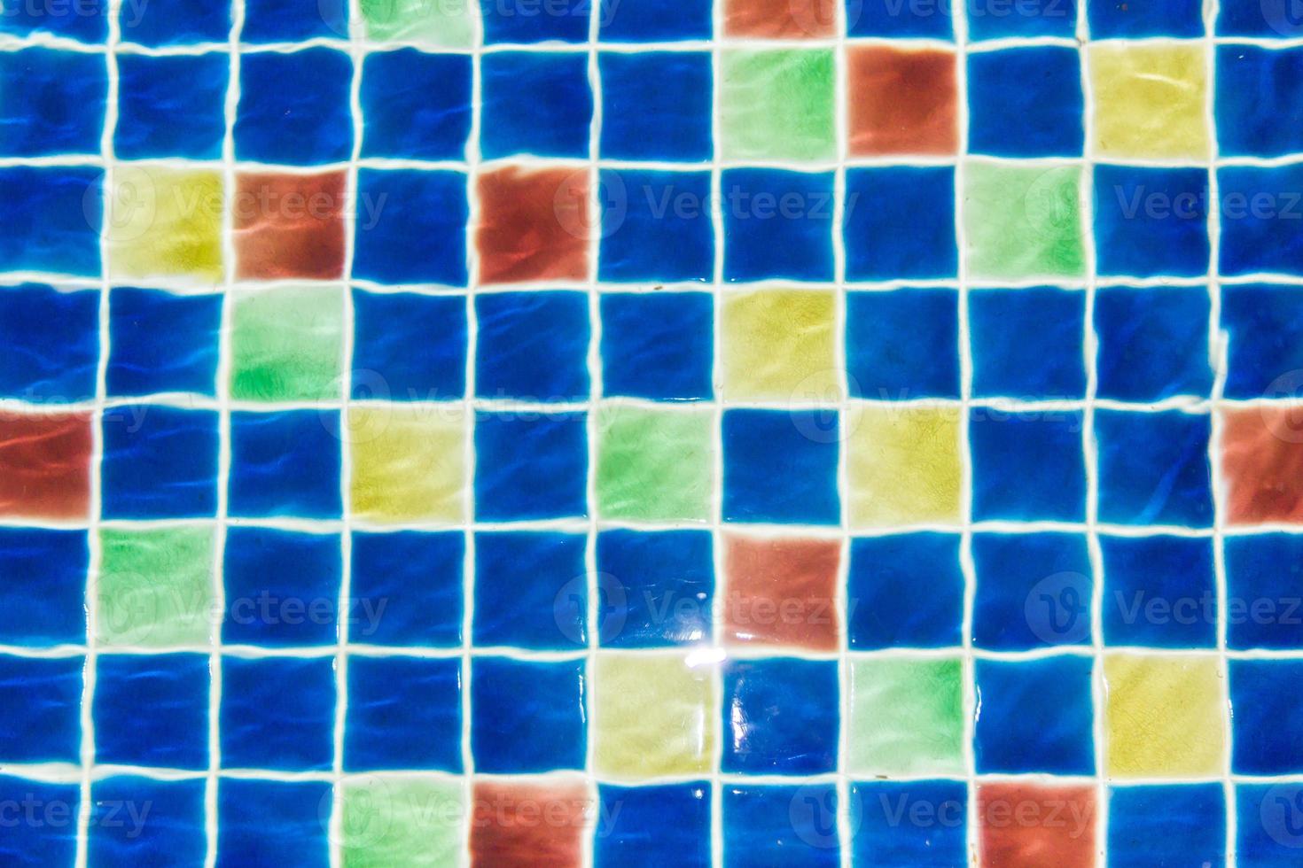 reflection on the blue clear water ripples of swimming pool with mosaic bottom photo