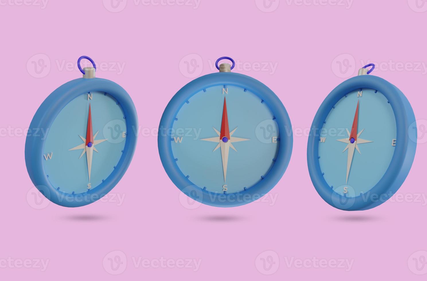 blue compass directions concept for travel and summer vacation. 3d render photo