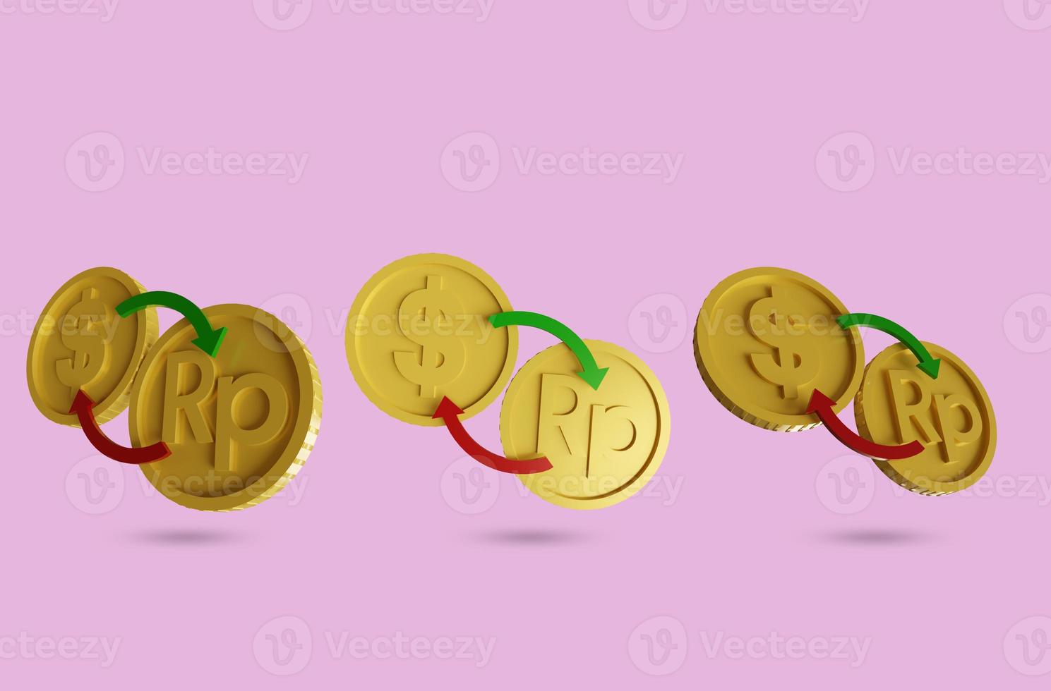 Rupiah and dollar symbol icon, Indonesian and American currency exchange rate concept, 3d rendering photo