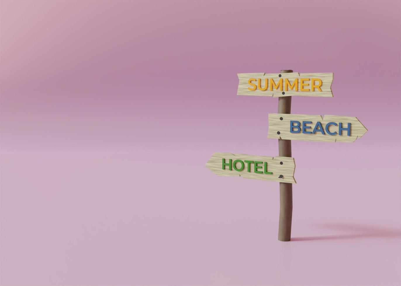 summer vacation hotel or beach directions, 3D rendering photo
