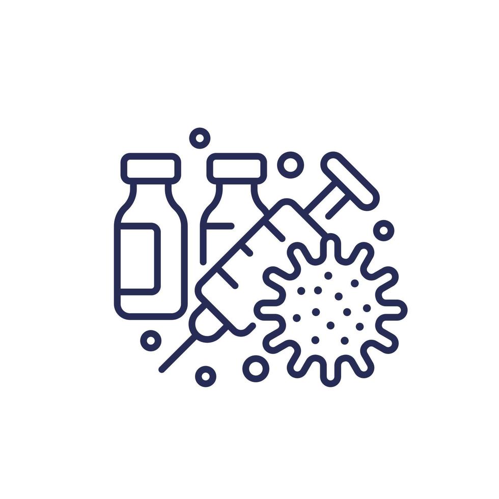 vaccine and virus line icon vector