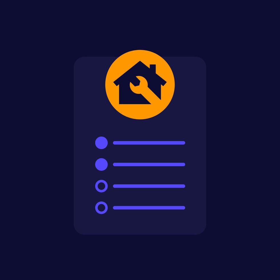 home maintenance list, dark vector design