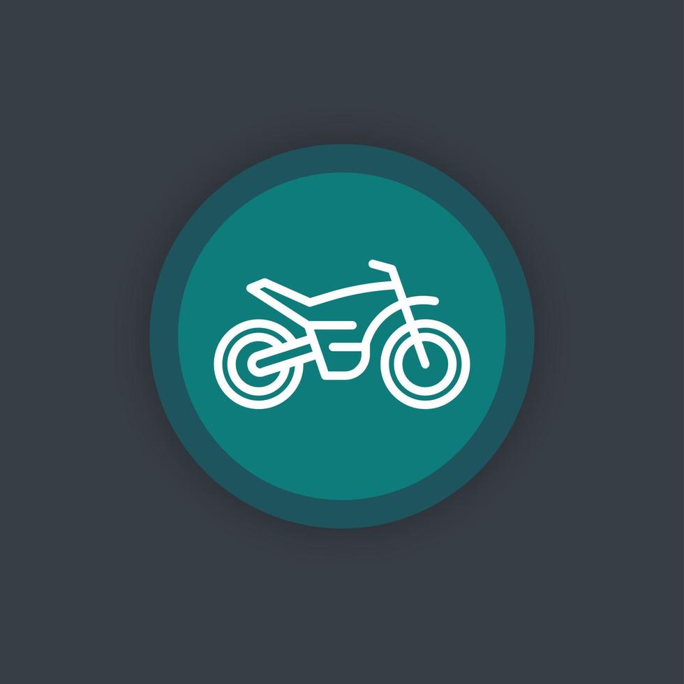 bicicleta todoterreno, icono de línea de motocicleta, pictograma de bicicleta de motocross, icono plano redondo, ilustración vectorial vector