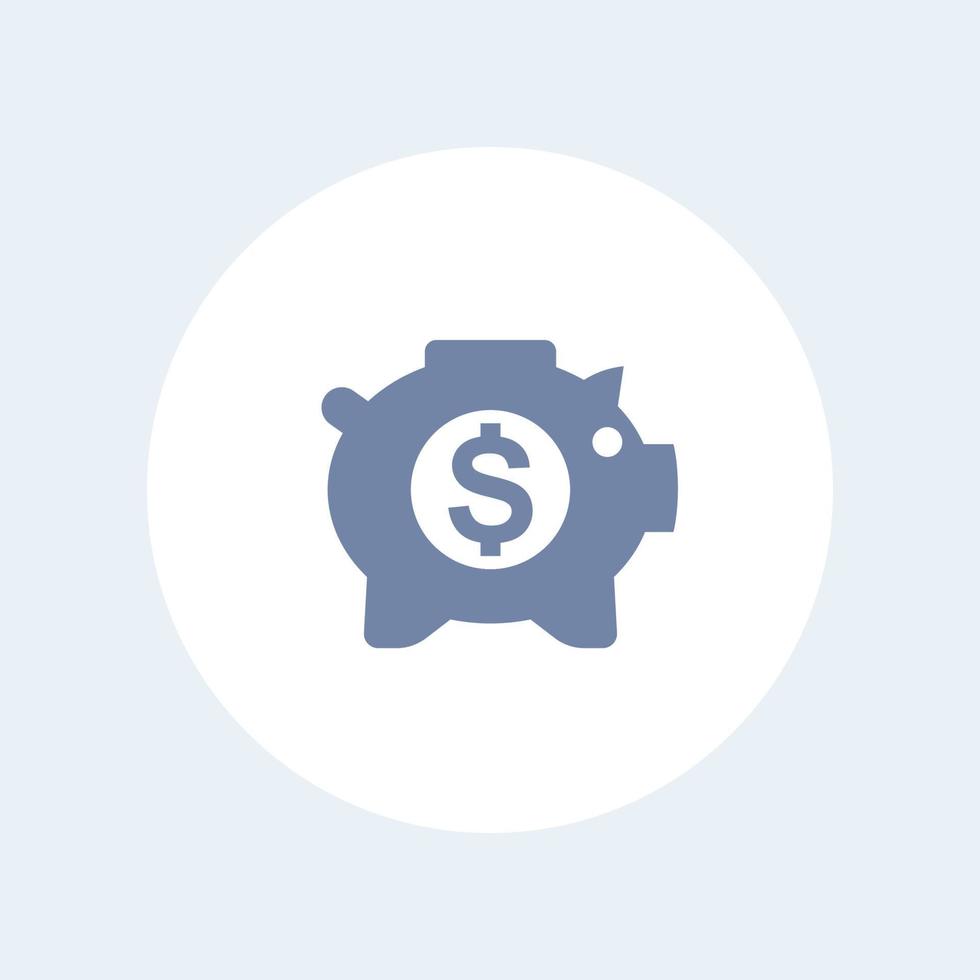 moneybox icon, savings sign, money box pig, piggy bank, income, banking, savings round isolated icon, vector illustration