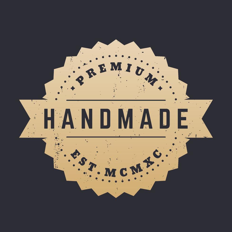 Handmade, gold badge, emblem vector
