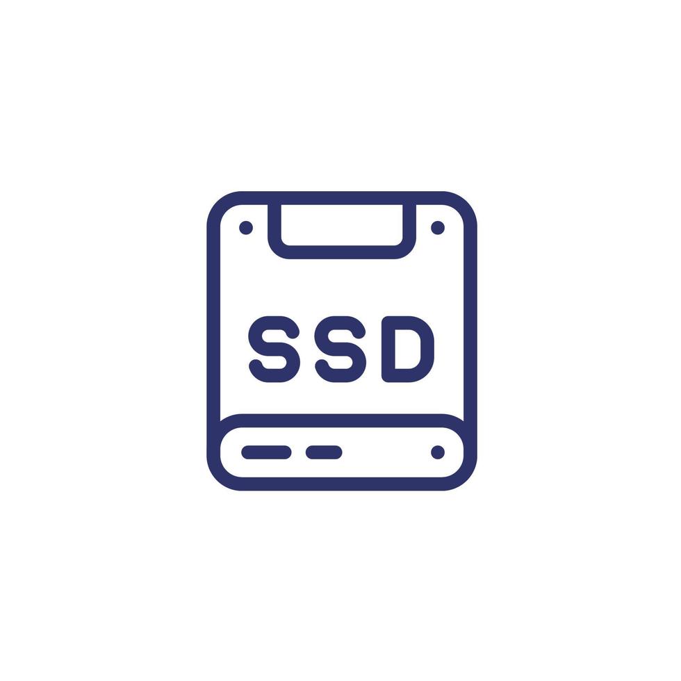 ssd drive line icon on white vector