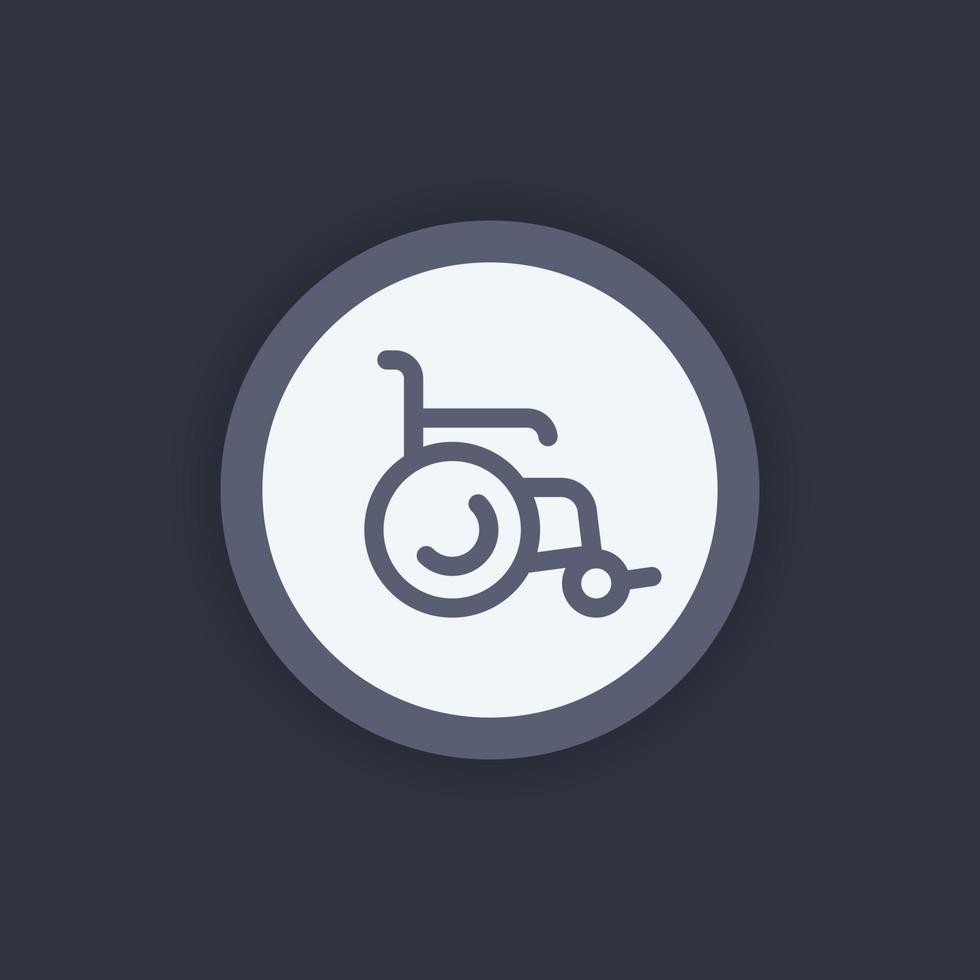 wheelchair icon, wheelchair sign, pictogram, round line icon, vector illustration