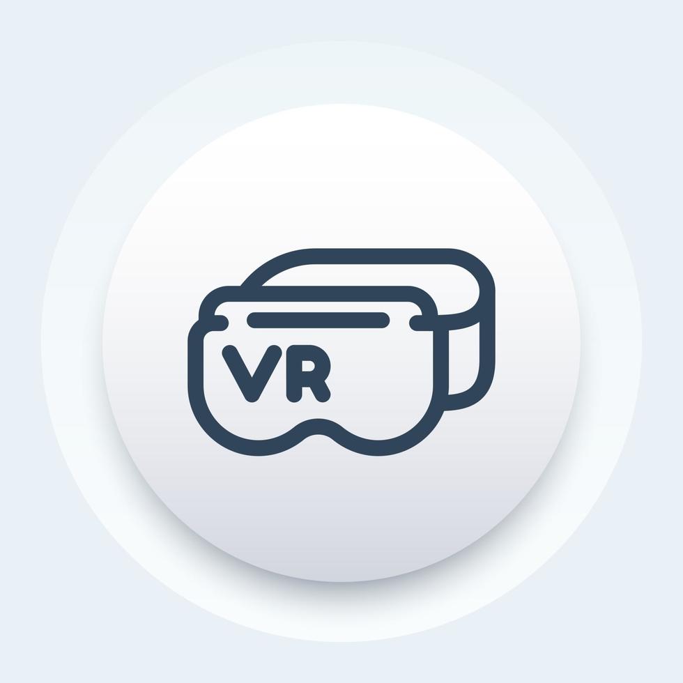 virtual reality headset, VR glasses linear icon vector