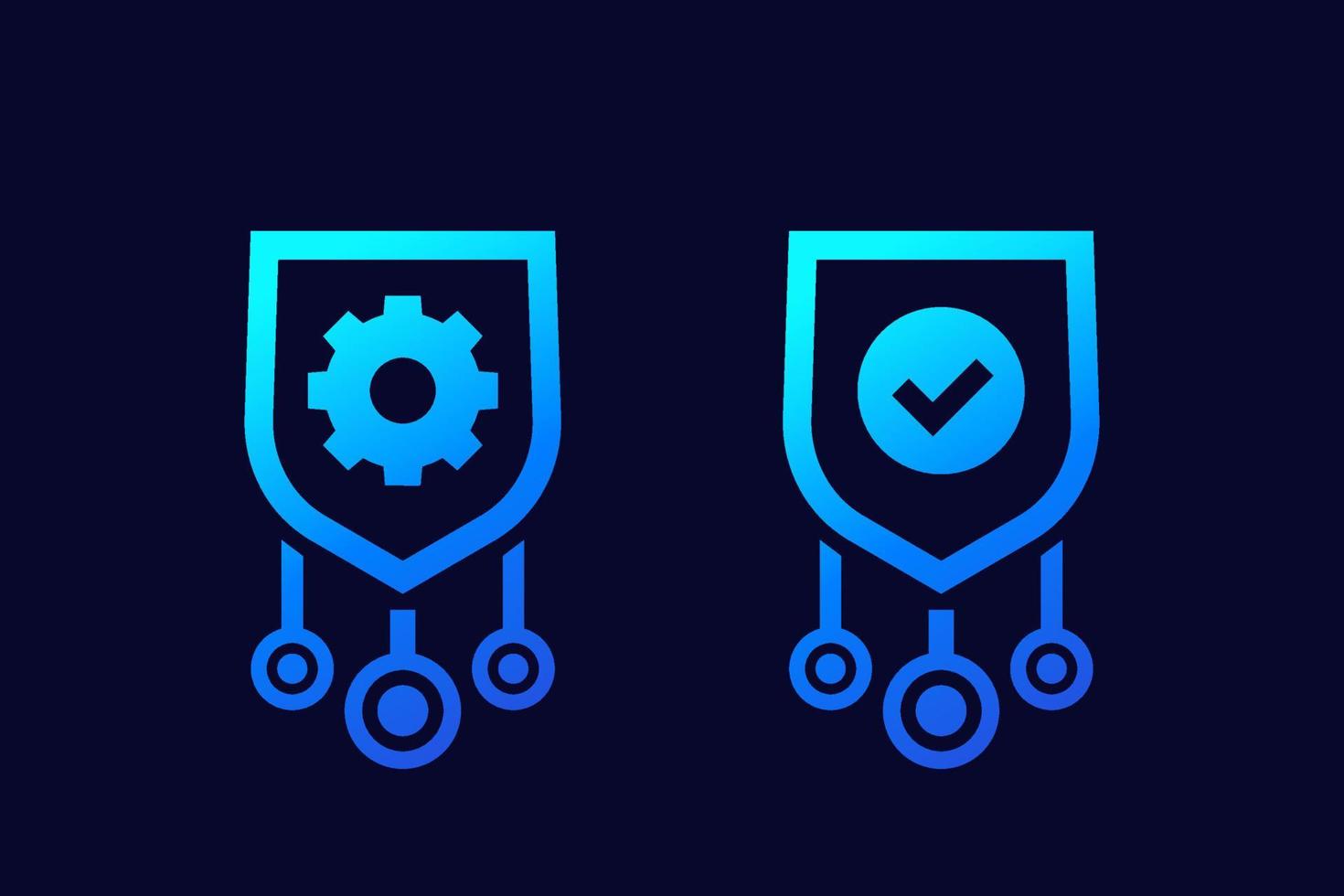 privacy settings vector icons with shield