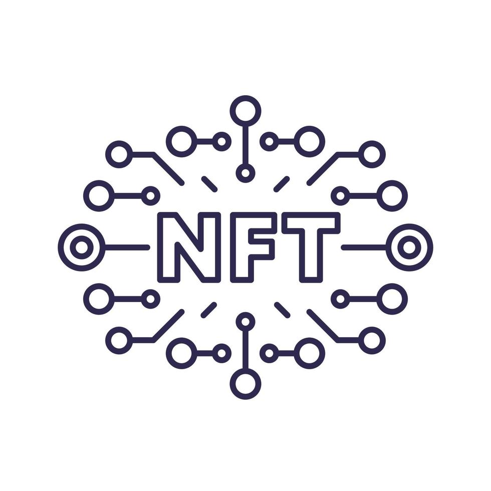 NFT non fungible token, line icon vector