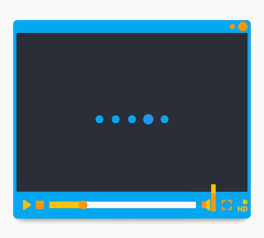 diseño de reproductor de video, estilo material, azul y naranja vector