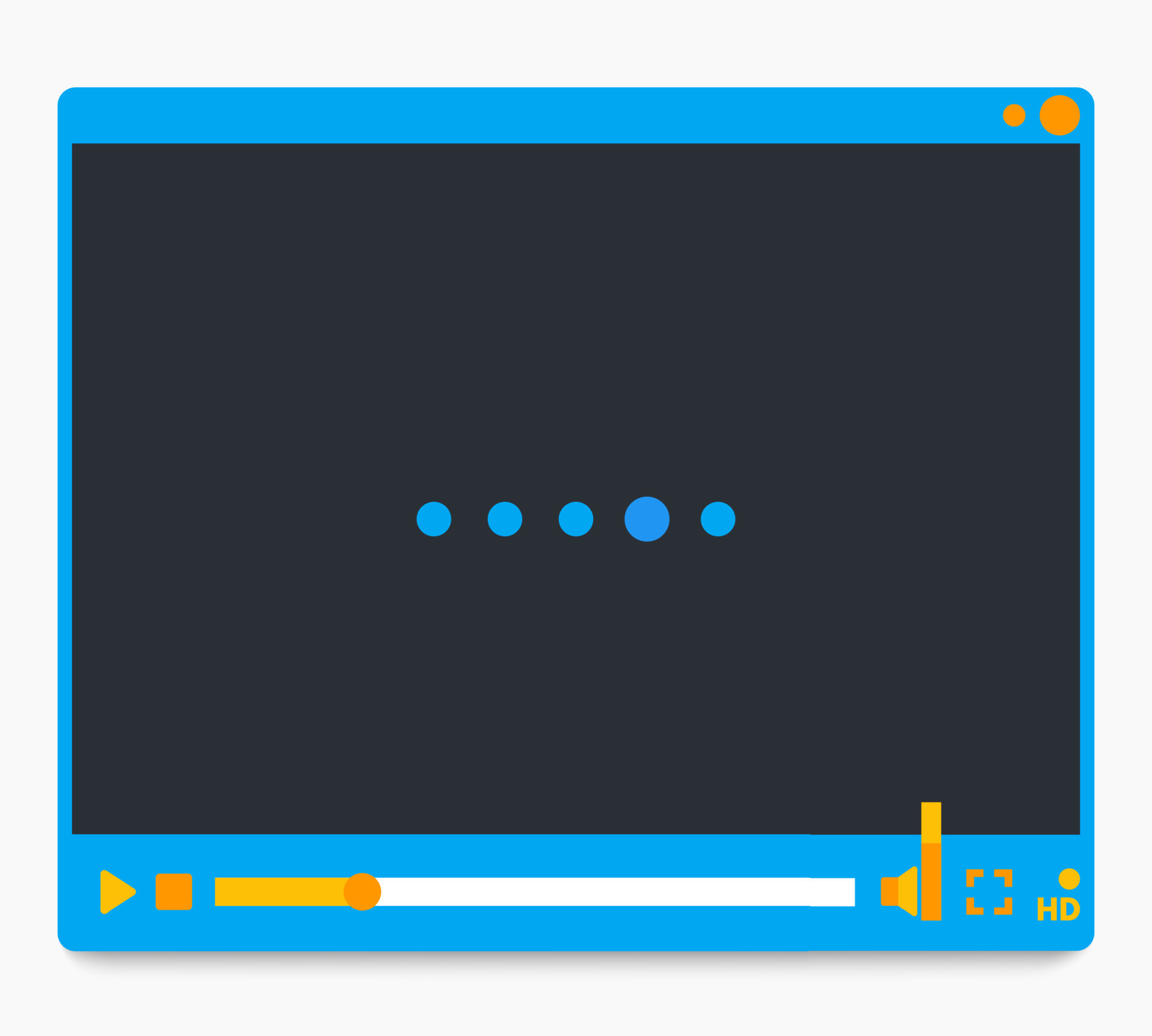 video player design, material style, blue and orange 8005268 Vector Art