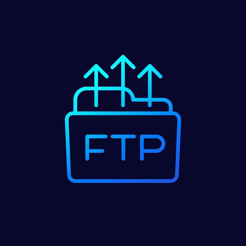 ftp, upload to server line icon vector