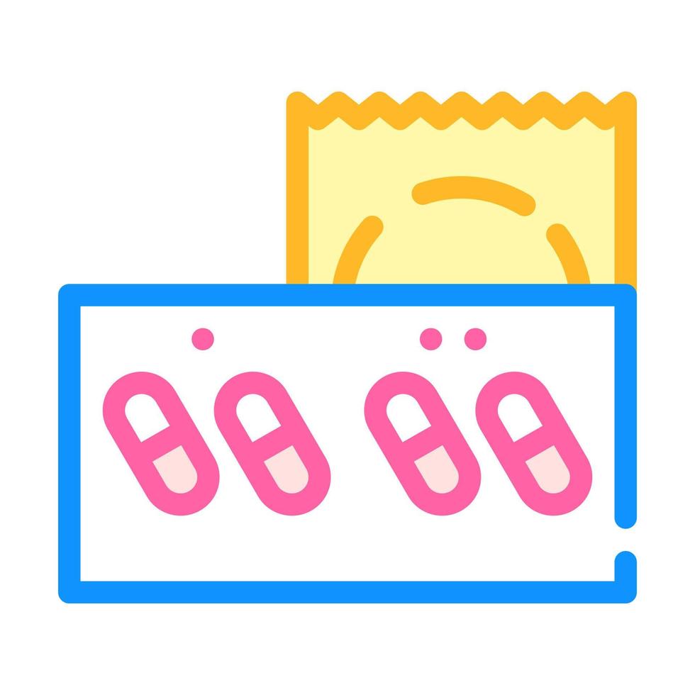contraception condoms and pills color icon vector illustration