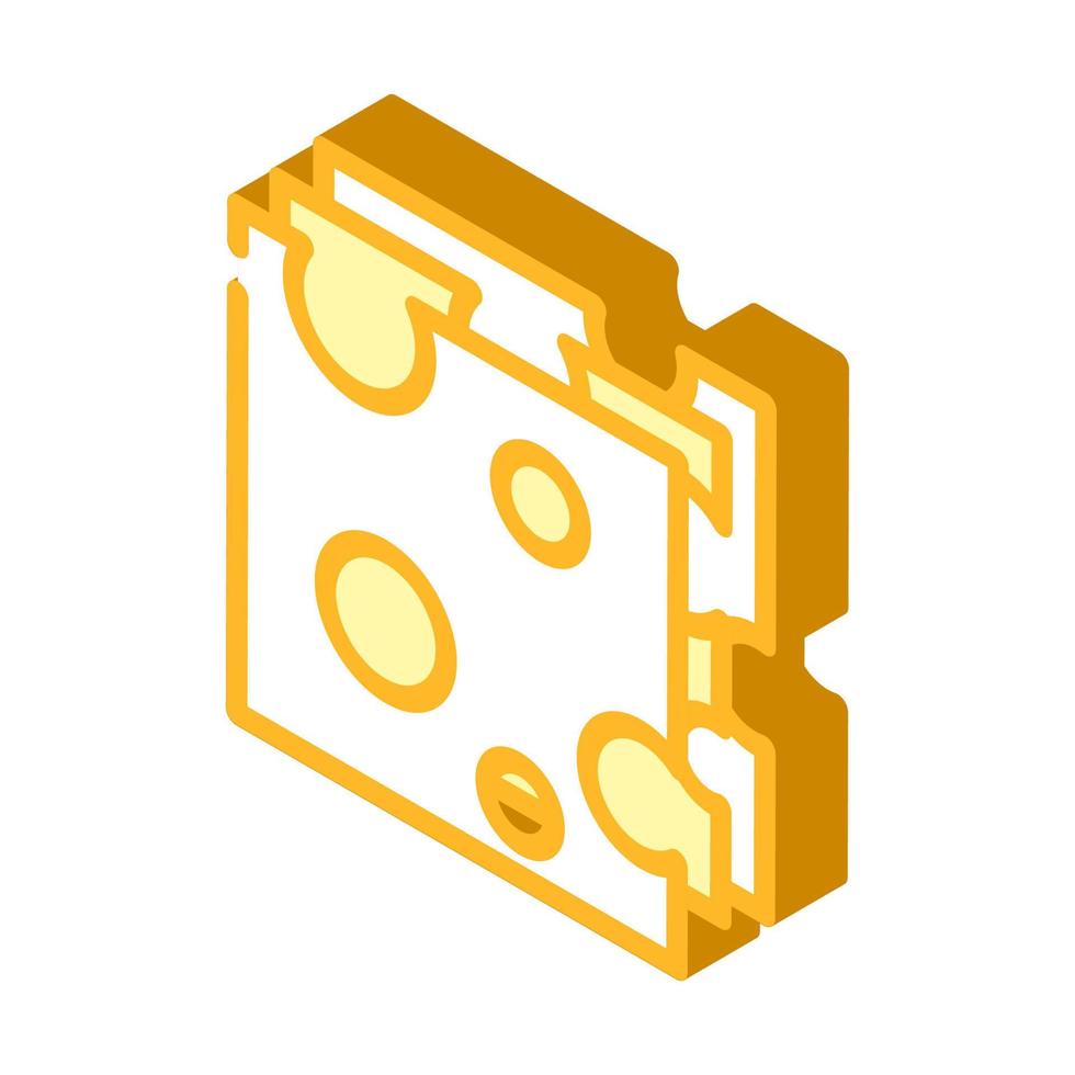 slice cheese isometric icon vector illustration
