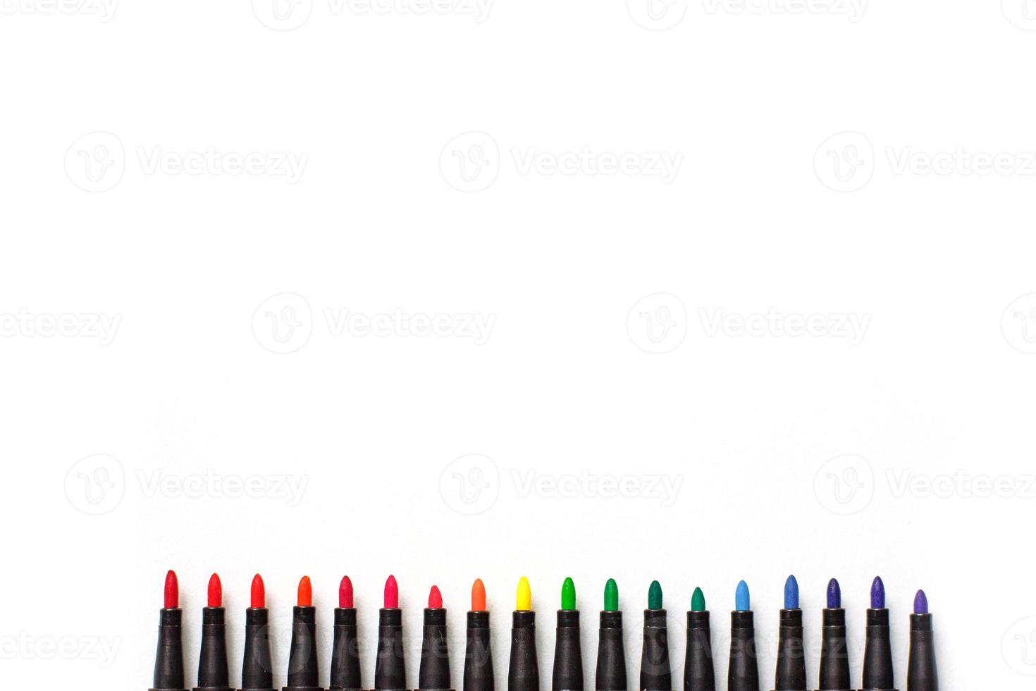 A set of markers with a large number of shades and halftones on a white background with space for text. photo
