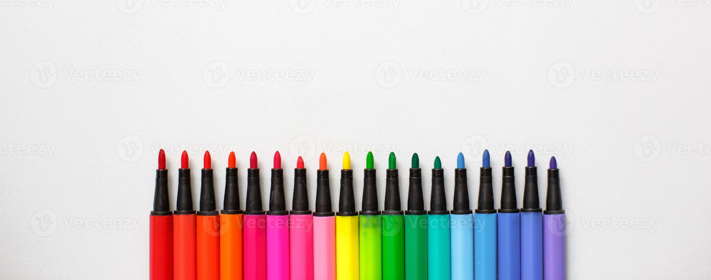 A set of markers with a large number of shades and halftones on a white background with space for text. photo